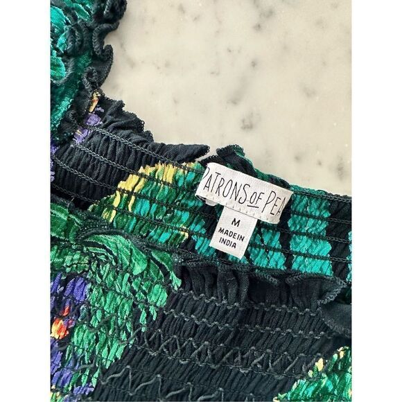 Patrons of leave tropical peplum rouched tank top -sz medium - Picture 2 of 6